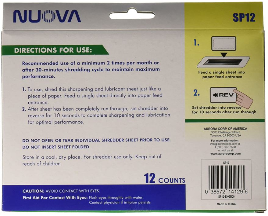 Details about   Nuova SP12 Shredder Sharpening & Lubricant Sheets 12 Count 12-count 