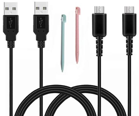  Paquete de 2 Cables de cargador BATSOEASY DS Lite con lápiz óptico