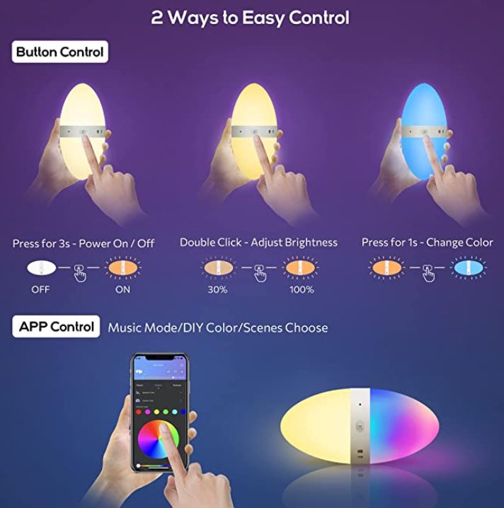 ECOLOR Smart LED Egg Lamp