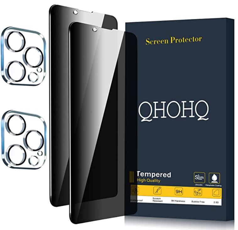 QHOHQ 2 Pack Privacy Screen Protector for iPhone 13 Pro Max