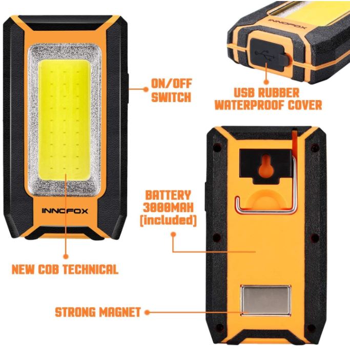 Rechargeable 30W COB LED Work Lights Tent Flashlight Outdoor USB Power Bank Q2V 