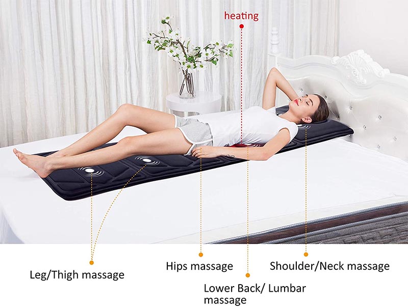 Massage Mat, iMeshbean Back Heating Pad Full Body Massage Pad, 9 Vibrating  Motors, Shoulder Back Leg Massager for Pain Relief