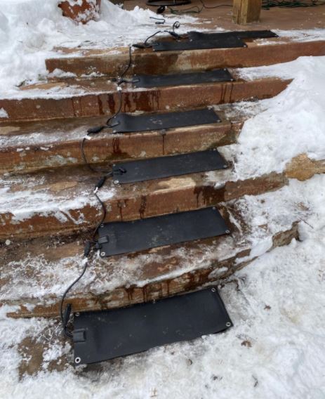 snow melting mats on stairs