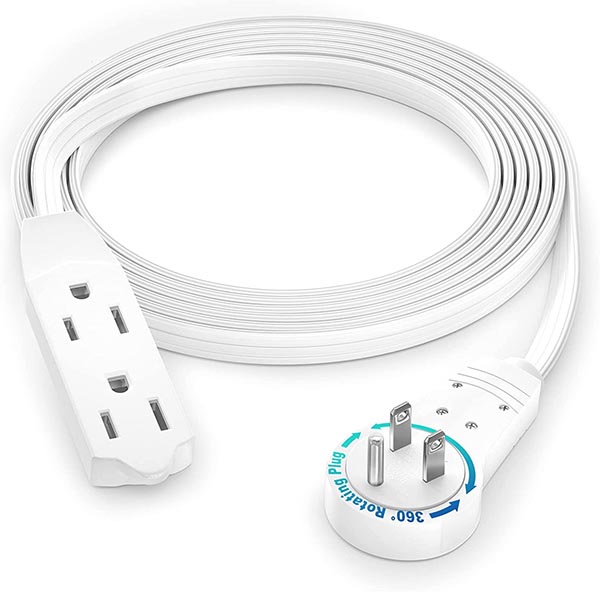 Sleek Socket Inverted Dual Wall Outlet Concealer with 8 ft. Extension Cord  