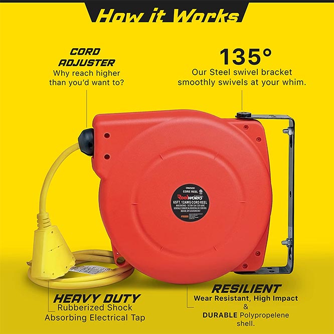 ReelWorks Heavy Duty Extension Cord Reel