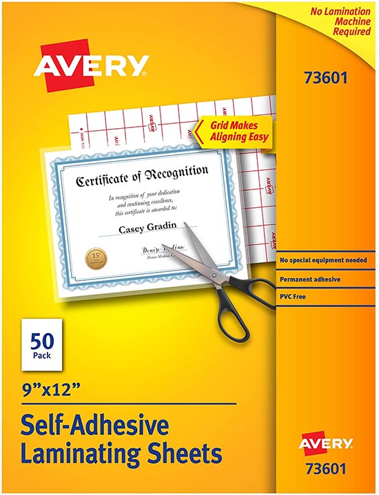 Avery Self-Adhesive Laminating Sheets