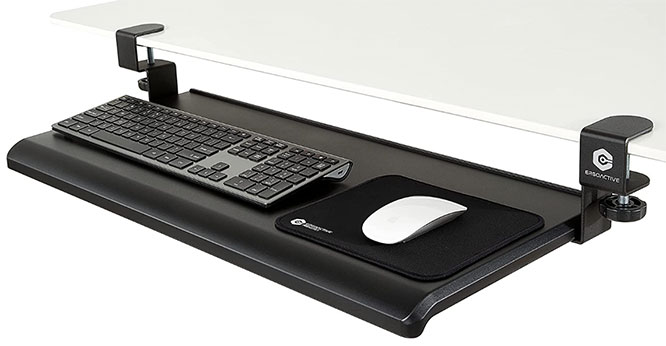 Mount-It! Clamp-On Adjustable Keyboard and Mouse Tray, Size: One size, Black