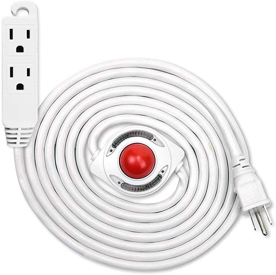 3-Outlet WORK CHOICE 15 FT FOOT LIGHT SWITCH CORD Light Indicator 11203WCH 