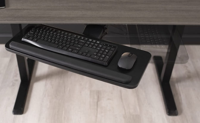 vivo Black Clamp-On Height Adjustable Keyboard and Mouse Under Desk Slider Tray