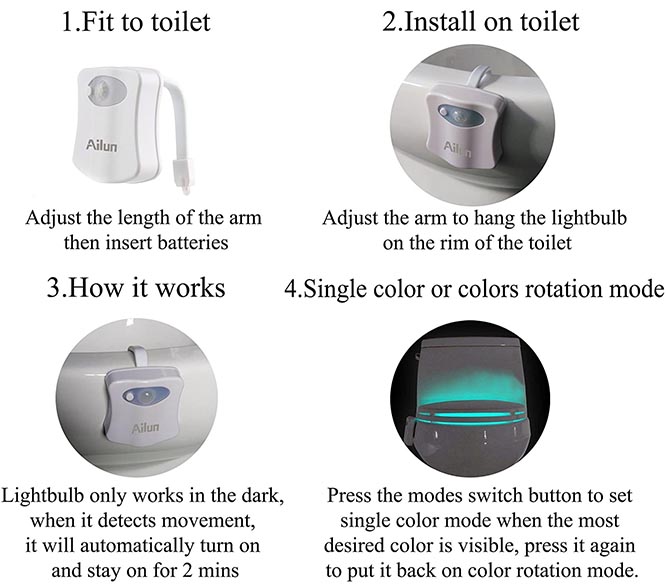 BEST TOILET NIGHT LIGHT  Chunace Toilet Night Light Instructions