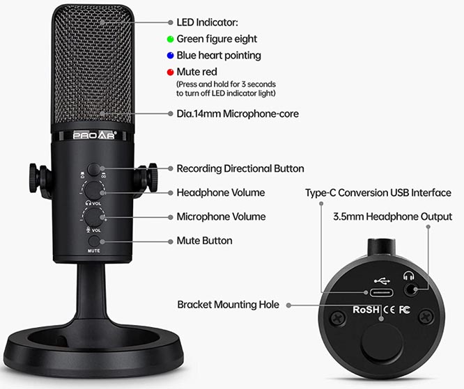 PROAR USB Condenser Microphone