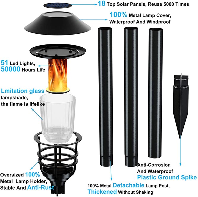 Flickering Flame Solar Flame Lights