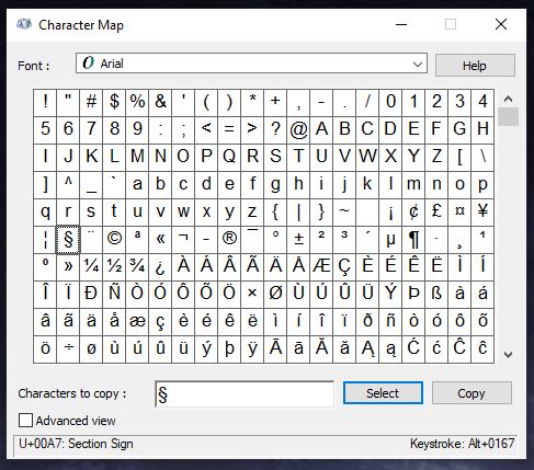 character-map-section-symbol