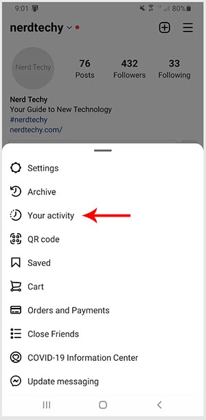 instagram your activity