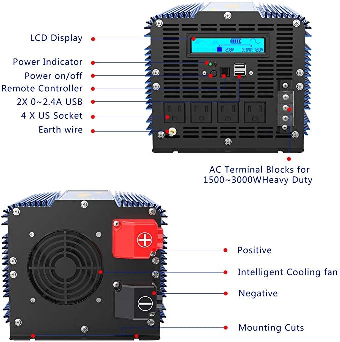 VOLTWORKS Remote Control for Power Inverter On/Off Switch with 30 Ft and  Push Button Mountable Remote Switch