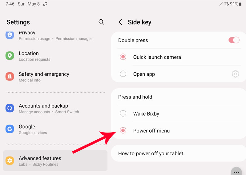 Enabling-the-Side-Key-Power-Button Galaxy Tab S8