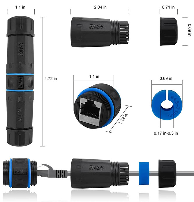 Iwillink Shielded Waterproof RJ45 Coupler