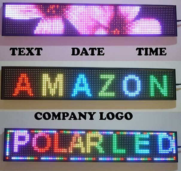 8" X 27" Green Indoor Programmable LED Scrolling Sign Moving Message Window P10 