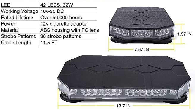 Xprite LED Rooftop Strobe Beacon Lights Bar