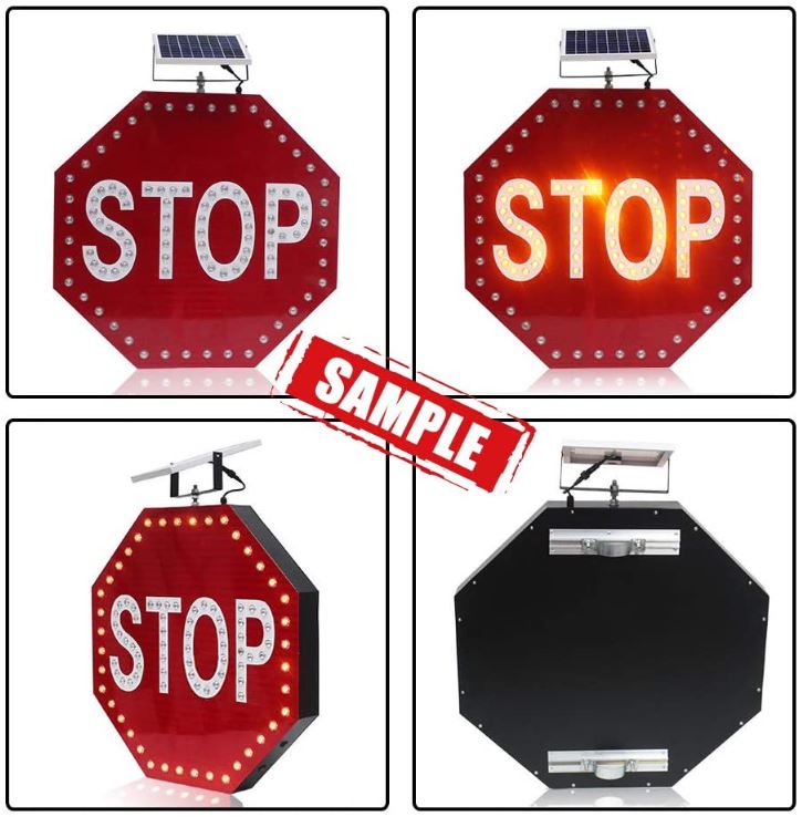 Allexcent Blinking LED Solar Stop Sign