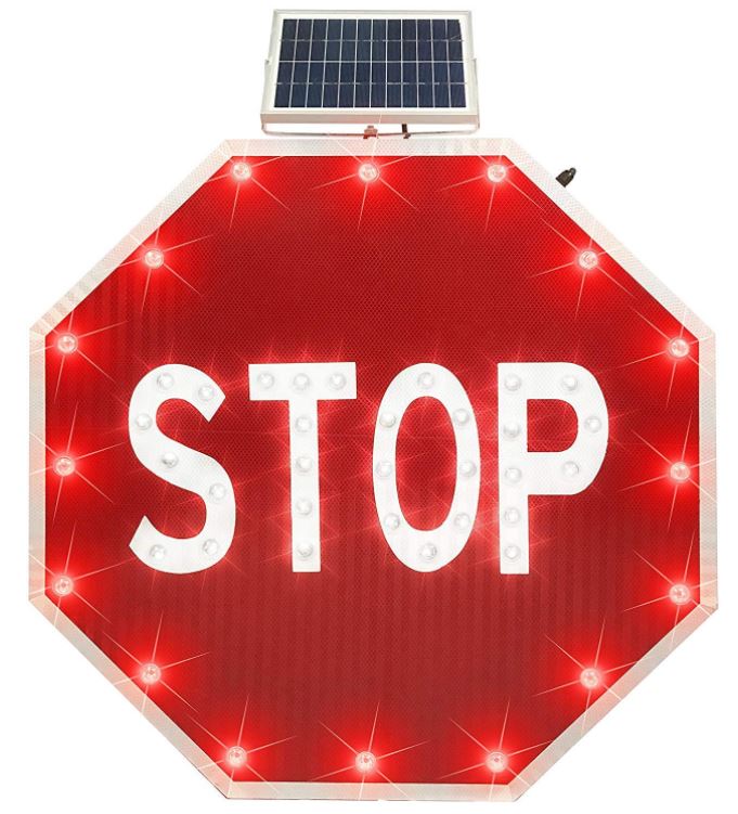 Allexcent Blinking LED Solar Stop Sign