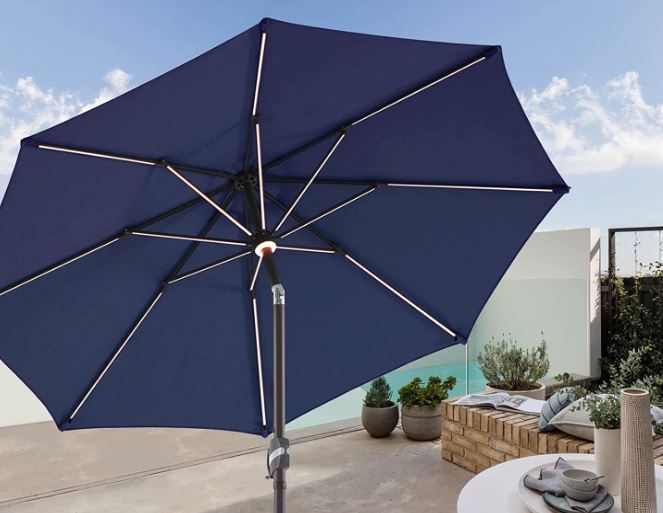 BLUU MAPLE 9 foot Olefin LED Patio Umbrella