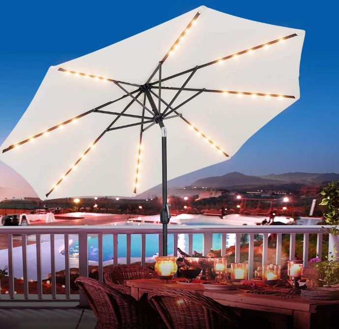 Patio Watcher 10 foot Solar LED Patio Umbrella