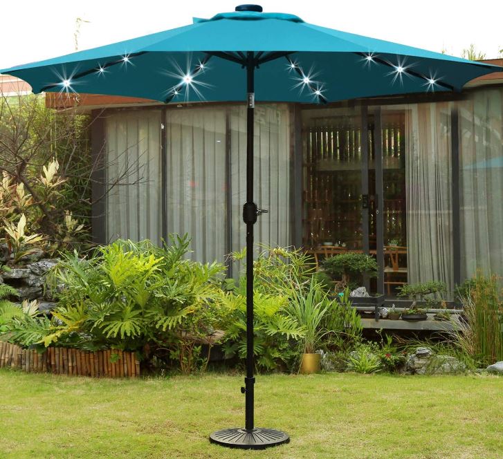Sunnyglade 9 foot Solar LED Lighted Patio Umbrella