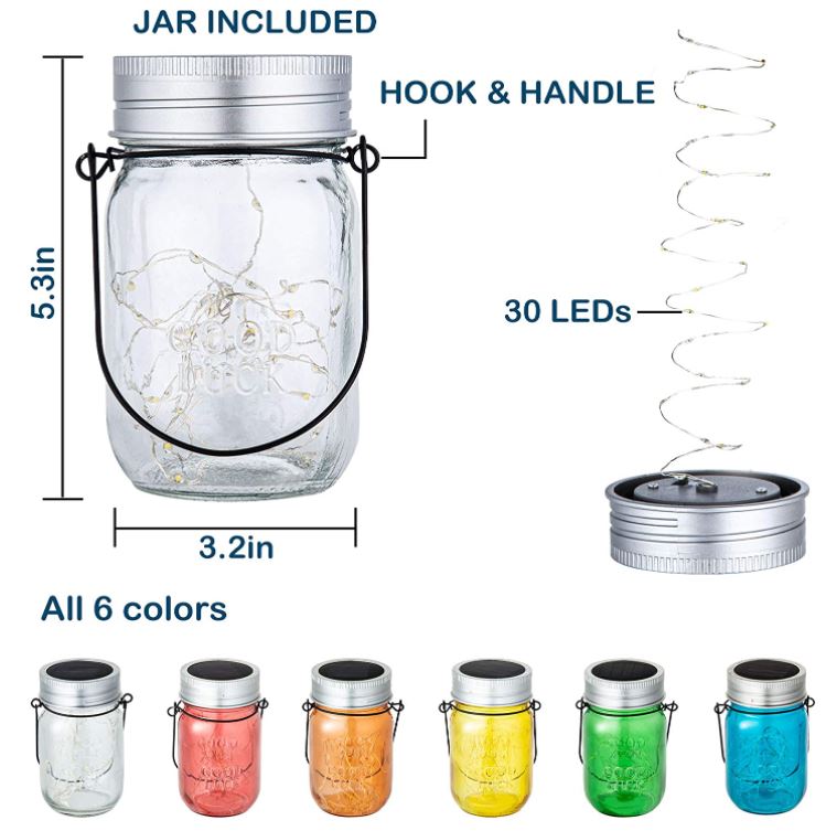GIGALUMI Solar Multicolor Mason Jar Lights