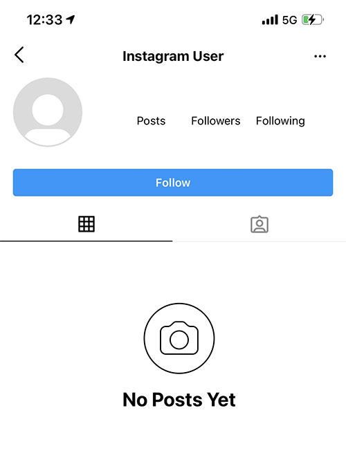 blank instagram profile page