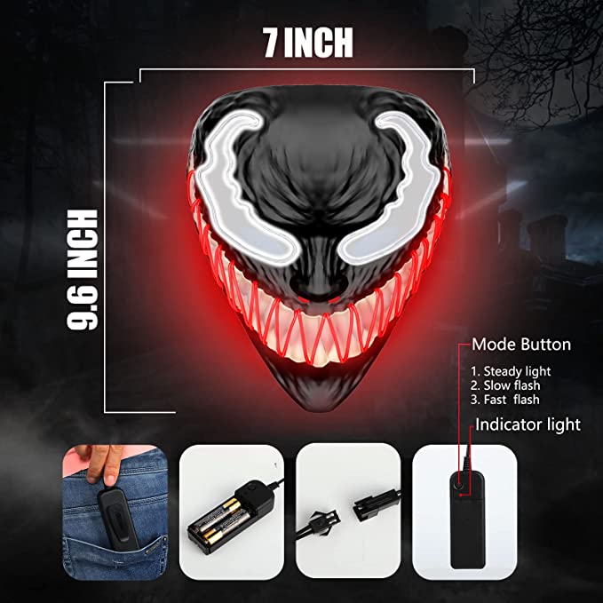 Creepy Grin Light Up Halloween Mask