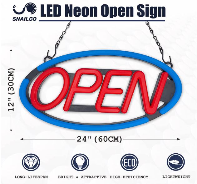 SnailGo LED Open Sign