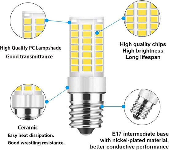 Jensense Microwave Light Bulbs Under Hood E17 LED Bulb Equivalent