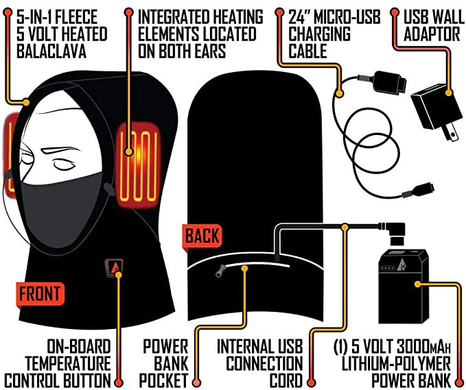 ActionHeat Battery Heated Balaclava Face Mask