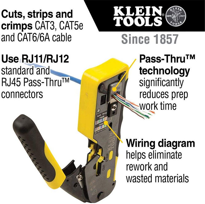 Klein Tools Ratcheting Modular Data Cable Crimper