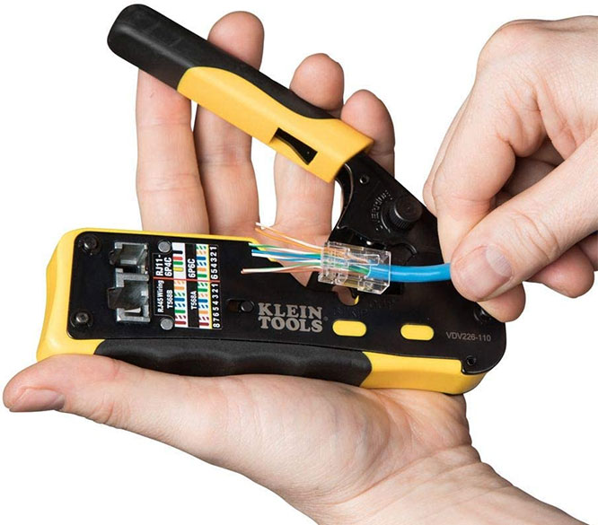 Klein Tools Ratcheting Modular Data Cable Crimper