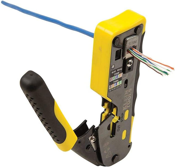 Klein Tools Ratcheting Modular Data Cable Crimper