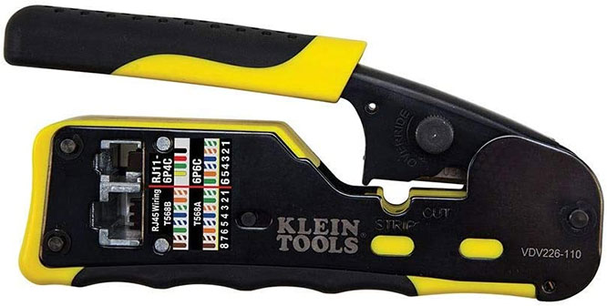 Klein Tools Ratcheting Modular Data Cable Crimper
