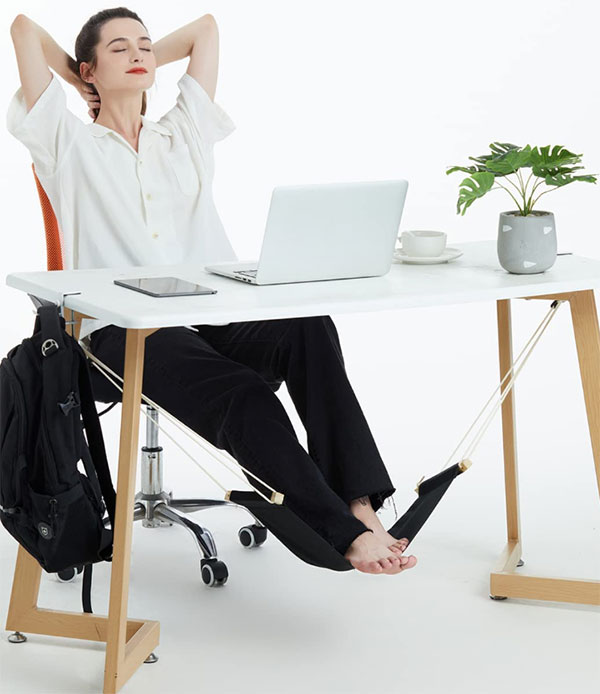 Desk Hammock with Headphone Holder, Auoinge Updated Foot Hammock