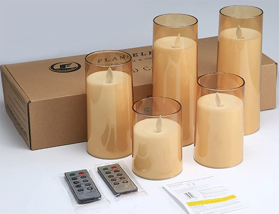 Fo32won Amber LED Flameless Pillar Candles