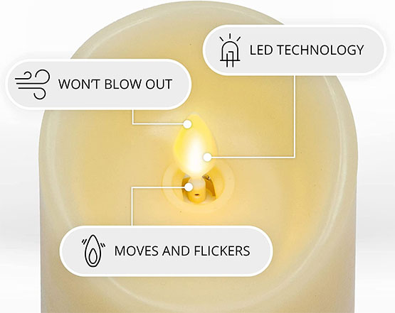Luminara Moving Flame Flameless LED Pillar Candle
