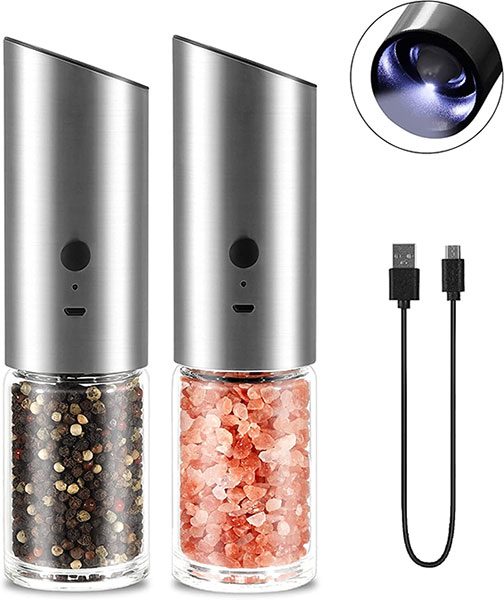 VEVOK Rechargeable Salt and Pepper Grinder Set