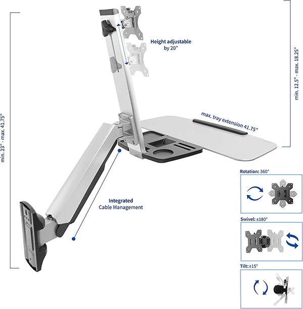 VIVO Sit-Stand Wall Mount