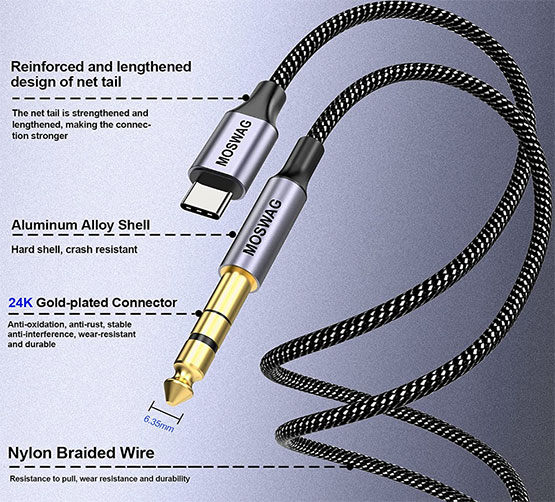 MOSWAG USB-C TRS Audio Stereo Cable