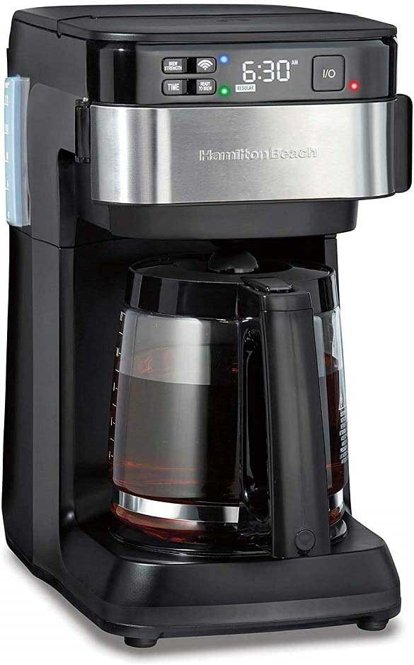 Coffee Machine, Gourmia GCMW4750 Barista Butler Coffee Maker and Grinder  with Wi-Fi, Voice Controlled with Google Assistant and  Alexa, Uses  Grinds or Whole Beans, Programmable Timer