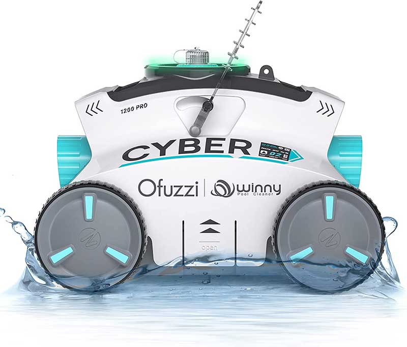 Ofuzzi Upgraded Cyber Cordless Robotic Pool Cleaner, Automatic Pool Vacuum,  Long-lasting Run Time for All Above/In Ground Flat Bottom Pools, Gray 