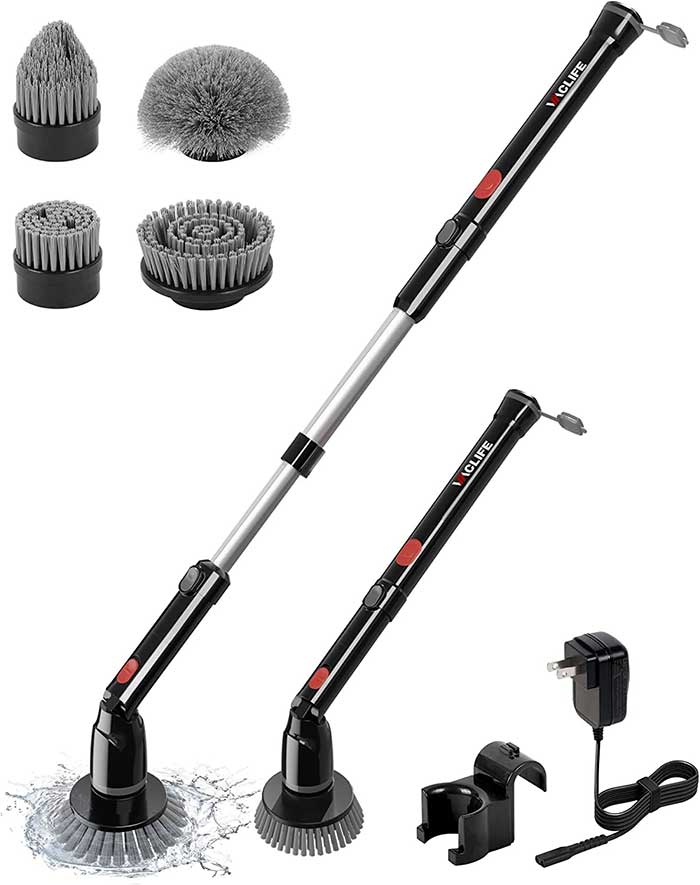 Bomves Cordless Electric Spin Scrubber, Cleaning Brushes For Cleaning With  8 Replacement Brush Heads, 90Mins Working Time, 3 Adjustable