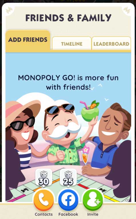 monopoly go invite friends and family