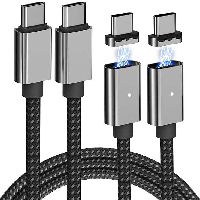 Statik 360 Pro Magnetic Charging Cable 100W Fast Charge Type C and Micro  USB Magnet Connectors, 100 W Magnetic Charge Cable 3ft / 1m, Data Transfer