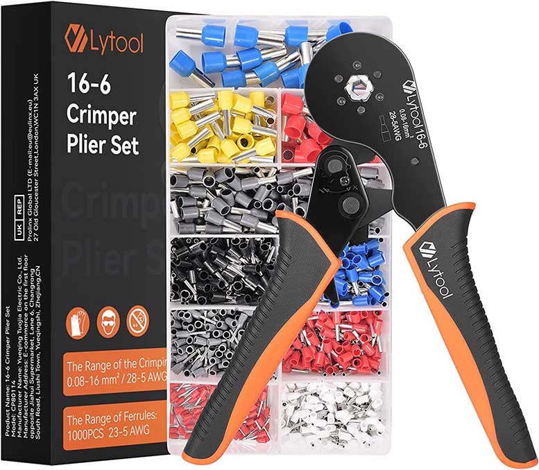 Ferrule Crimping Tool Kit AWG 23-7 Self-Adjustable Ferrel Crimper Kit with  1200PCS Wire End Terminals, Sleeves 